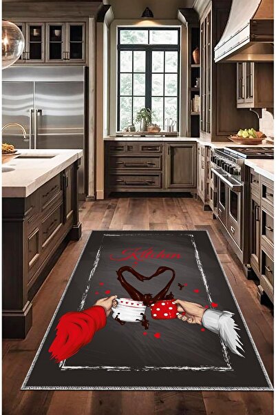 Artızon Kaydırmaz Tabanlı Siyah Dekoratif Modern Vintage Retro Tasarım Mutfak...