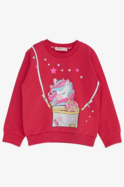 Breeze Kız Çocuk Sweatshirt Unicorn 2-6 Yaş, Fuşya