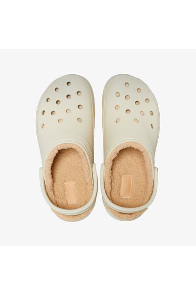 Crocs Γυναικείες - Παντόφλες Classic Platform Cut Lined Clog Cream