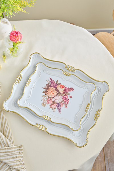 Karaca 33/42 cm Melamine Rectangular Bouquet Double Tray