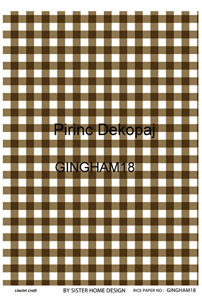 LİNEART Gingham Series Brass Decopage Paper 29X42Cm No:Ginghm17
