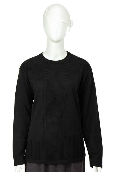 Oppland Tricotaj de iarnă din bumbac pentru femei, țesut, pulover pentru mamă, design cu margele, gât rotund