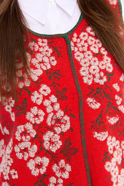 Desen Triko Coral Colored Women's Vest - Null Collar, Puppy Flower Pattern