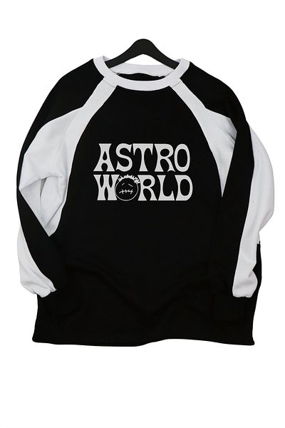 Fuddy Moda Унисекс суитшърт с щампа Astro World - без качулка, голямо кръгло деколте