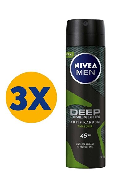 NIVEA Men Erkek Sprey Deodorant Amazonia 150ml, 48 Saat Anti-perspirant Korum...