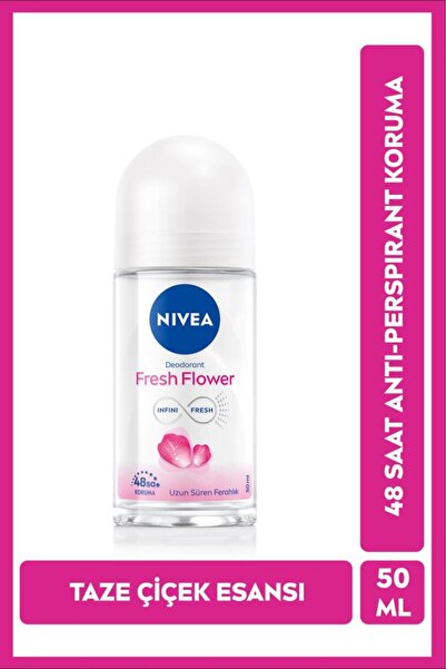 NIVEA Kadın Roll-on Deodorant Fresh Flower 50ml, Ter Kokusuna Karşı 48 Saat K...