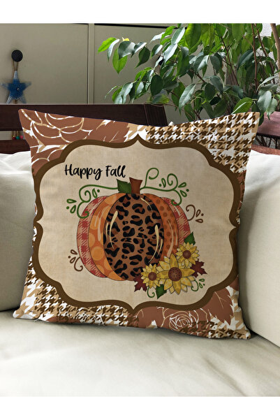 Evmila Βελούδινο κάλυμμα μαξιλαριού 43x43 με θέμα το φθινόπωρο