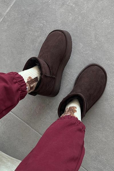 STRASWANS Tommo Brown Women's Suede Ankle Boots - Thick Sole and Furry Inner Surface