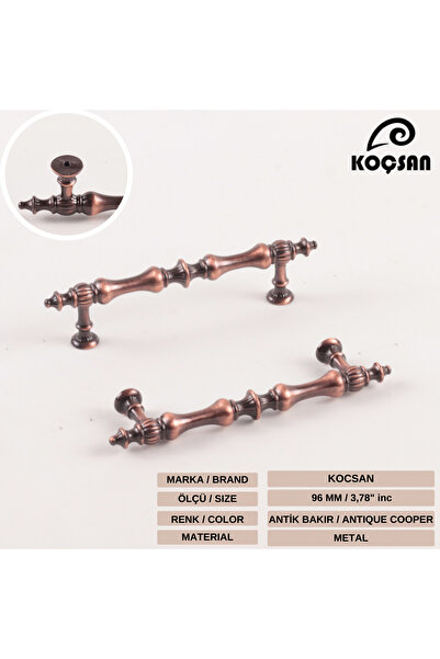 KOÇSAN Crescent Antique Copper 96 mm Handle Luxury Country Kitchen Furniture Cabinet Drawer Handle
