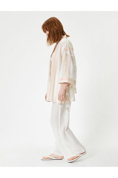 Koton Loose Fit Kimono Wide Sleeve Belted
