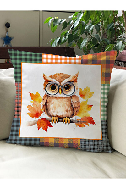 Evmila Husă de pernă din catifea 43x43 cu tema de toamnă