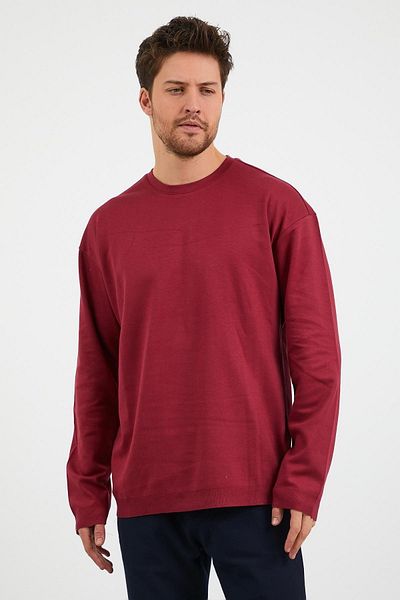 odelon Ανδρικό - Casual Crew Neck Claret Red Oversize αθλητικό φούτερ