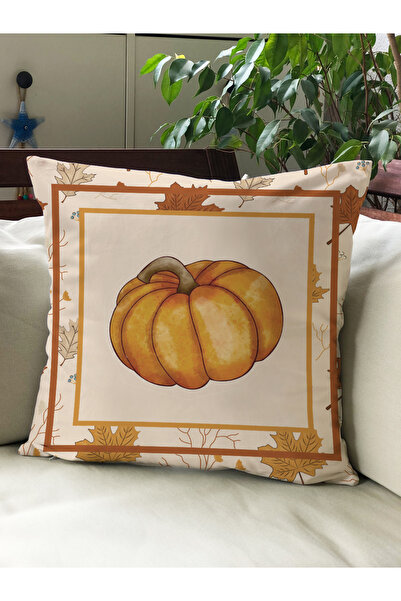 Evmila Husă de pernă din catifea 43x43 cu tema de toamnă