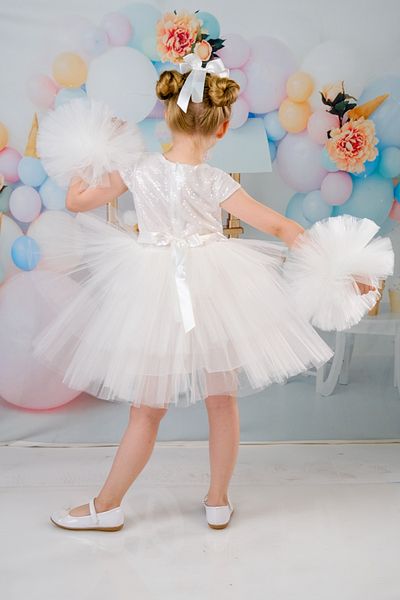 Sevimlice Kids Girl's Pompom Sleeves Buckle Evening Dress Birthday Dress