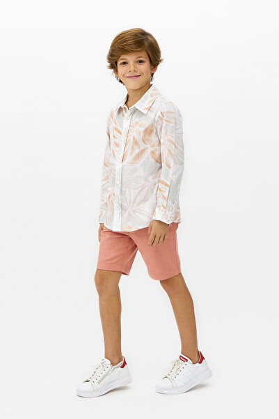 Panço Erkek Çocuk Baskılı Somon Gömlek