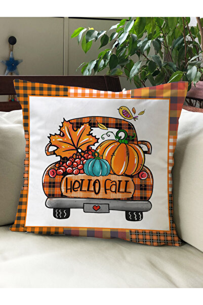 Evmila Husă de pernă din catifea 43x43 cu tema de toamnă