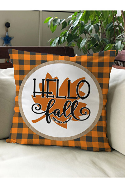 Evmila Husă de pernă din catifea 43x43 cu tema de toamnă