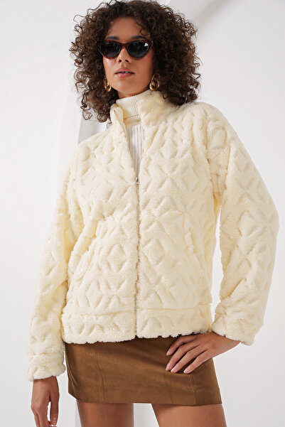 Bigdart 55444 Плюшева куртка на блискавці екрю