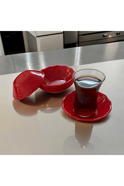 UpHome 50Pcs Red Tea Plates Plastic