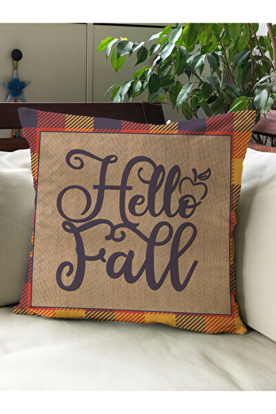 Evmila Husă de pernă din catifea 43x43 cu tema de toamnă