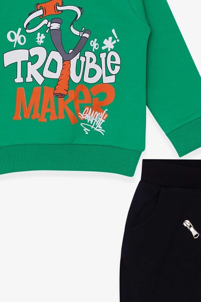 Breeze Baby Boy Tracksuit Set - Sling Printed, Green, 9 Months-3 Years