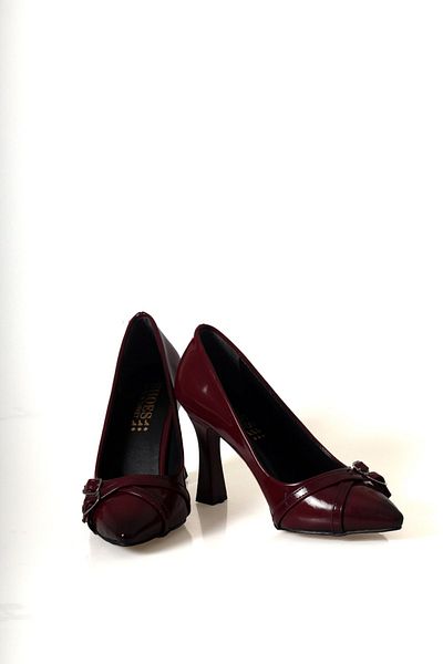 ayakkabiyolla Claret Red Patent Leather Double Buckle Detailed Heeled Shoes