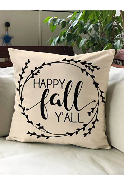 Evmila Autumn Themed 43X43 Velvet Cushion Cover
