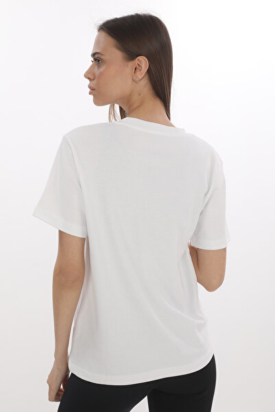 Giyimod WOMEN'S ECRU V-NECK SHORT SLEEVE 100% COTTON INTERLOCK T-SHIRT S-111