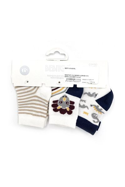 Bebitof Baby Bebitof 410 Model 3 Piece Baby Socks Set