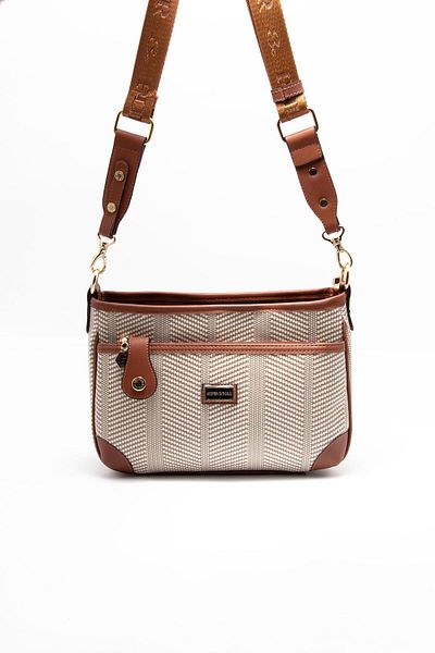 Silver Polo Γυναικεία τσάντα χιαστί Silver & Polo Beige - Tan SP1160