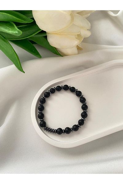 Store Men's Black Bead Bracelet with Intermediate Detail