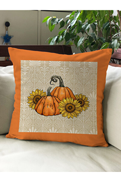 Evmila Husă de pernă din catifea 43x43 cu tema de toamnă