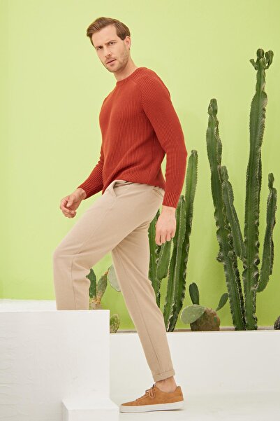 odelon Crew Neck Thessaloniki Knit Cotton Men's Tile Knit Sweater