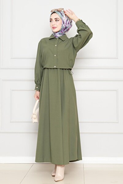 Sevitli Cepken Detailed Dress Suit-Khaki