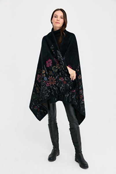 Desen Triko Γυναικείο Πλεκτό Σάλι με μοτίβο με άγρια λουλούδια 06