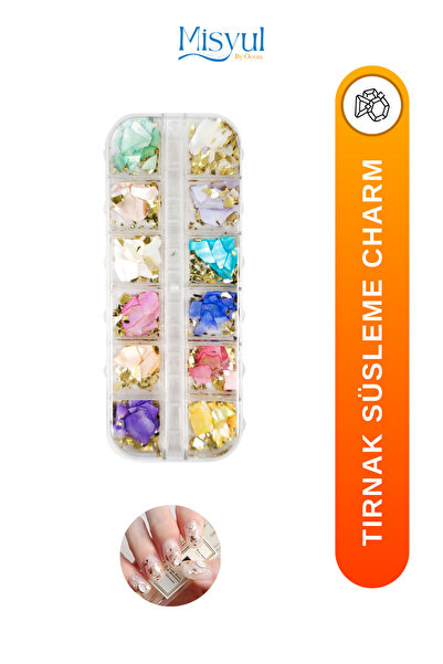 Misyul Tırnak Charm Tırnak Süsleme Seti Nail Art Charms Protez Tırnak Süsleme...