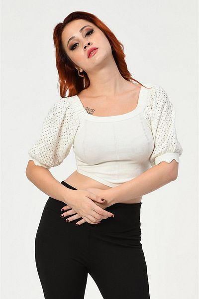 Lefon Κοντομάνικο πλεκτό Crop