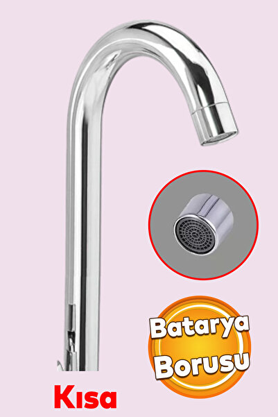 Badem10 Lavabo Mutfak Musluk Batarya Kuğu Metal Lüks Evye Borusu Krom Su Kısa...