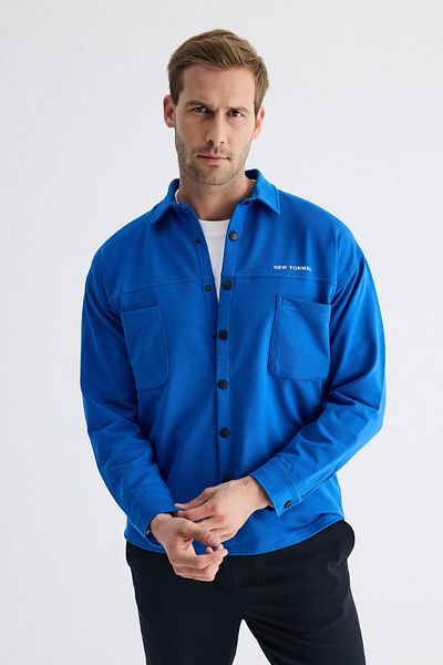 odelon Ανδρικό πουκάμισο Saks Slim Fit Snap Λεπτομερές φούτερ