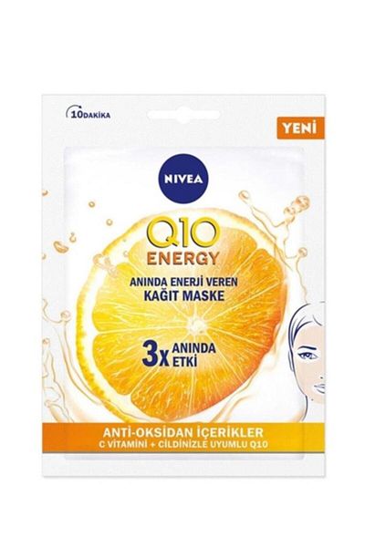 NIVEA Q10 Energy - Instantly Energizing Sheet Mask, Vitamin C and Antioxidant Container, Tired and Pale Skin, 1Pc