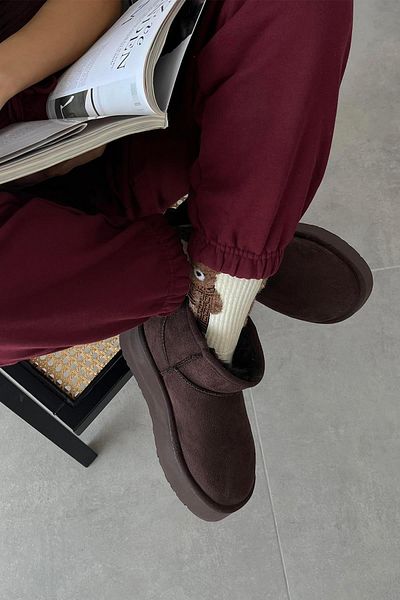 STRASWANS Tommo Brown Women's Suede Ankle Boots - Thick Sole and Furry Inner Surface