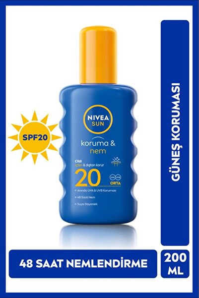 NIVEA SUN SPF20 Güneş Koruma ve NemVücut Spreyi, Anında Koruma, 48 Saat Nemlendirici