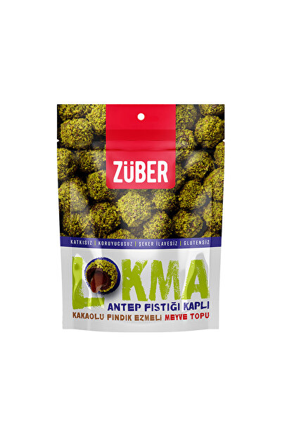 Züber Lokma Antep Fıstığı Kaplı Kakaolu Fındık Ezmeli Meyve Topu (96 g) x12 Adet