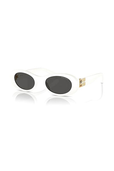 Miu Miu 06Zs 1425S0 50 Women's Oval White Bone Sunglasses