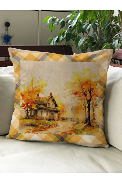 Evmila Βελούδινο κάλυμμα μαξιλαριού 43x43 με θέμα το φθινόπωρο