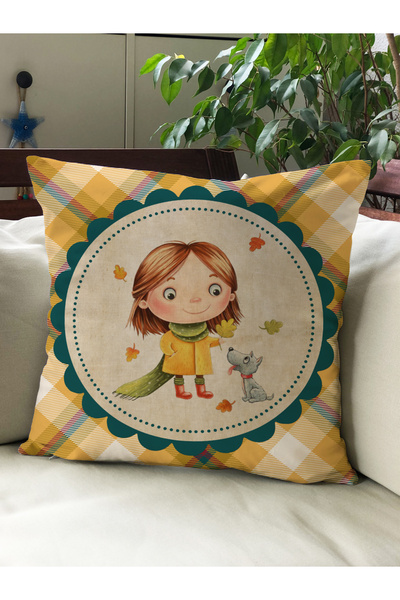 Evmila Βελούδινο κάλυμμα μαξιλαριού 43x43 με θέμα το φθινόπωρο