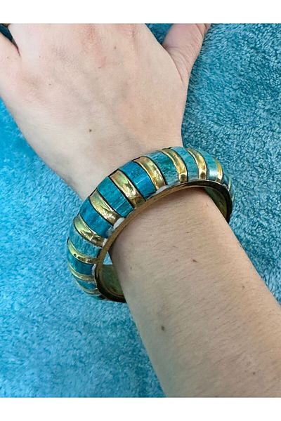 Gönülden Tasarım Sedef Coating Authentic Women's Indian Bracelet Diameter 7 cm