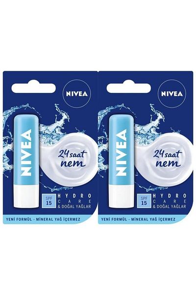 NIVEA Hydro Care SPF 15 Sun Protection Lip Care Cream 4,8g X2 Pieces