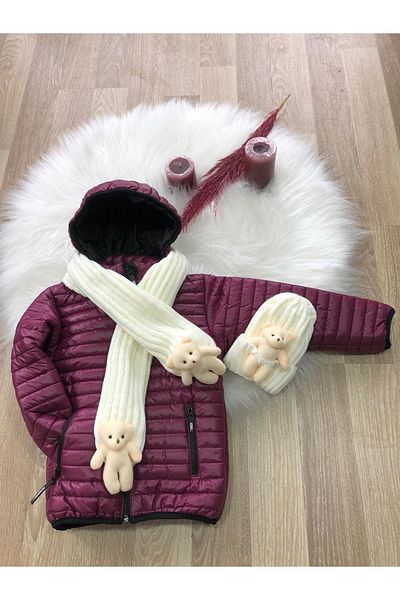 diamondstar Girl's Water and Windproof Beret Scarf Jacket