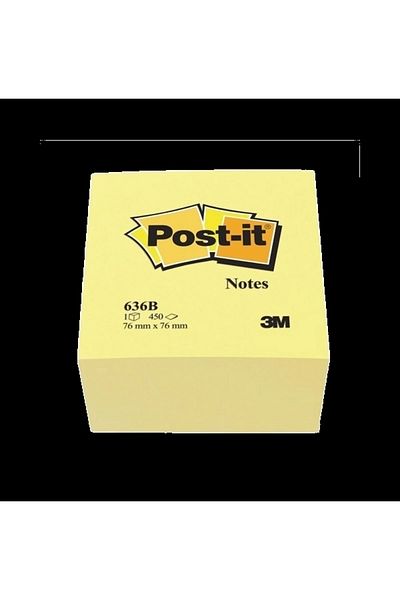 Post-it Κίτρινο χαρτί σημειώσεων - Αυτοκόλλητο, 450 Yp, 76x76 Cube, 636-b